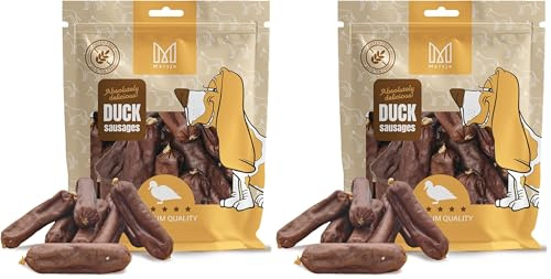 Mersjo Salsiccia d'anatra premium per cani, 500 g, senza glutine, 90% carne d'anatra, spuntini naturali per cani (Confezione da 2)