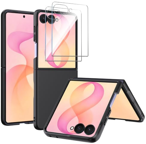 WFTE Fodral för Samsung Galaxy Z Flip 8/Z Flip8 5G PC [ultratunn] [All Inclusive] skyddsfodral 2 skärmskydd för Samsung Z Flip8 bakskärmen i härdat glas - blå