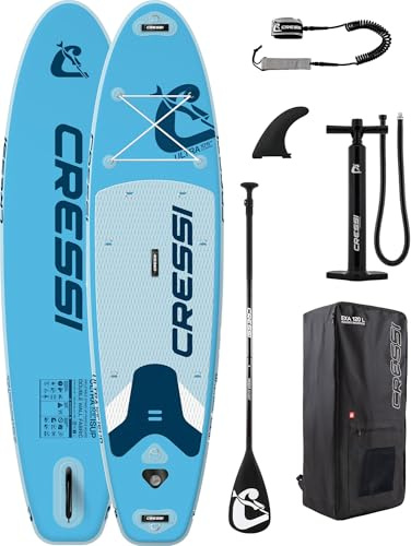 CRESSI since 1946 - Ultra Isup Set - Large Inflatable SUP Board for Adults Highly Stable and Durable Complete with Accessories Paddle Fin Pump Leash,Bag/Backpack - 320x81x15 cm Max 130 kg