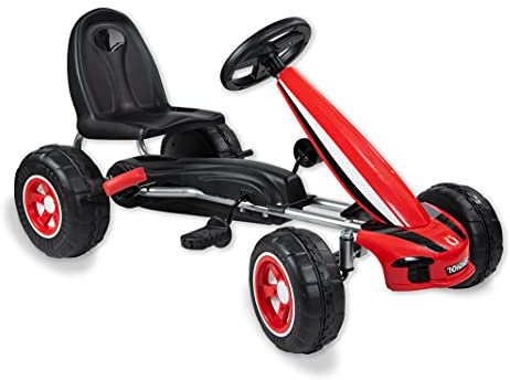 Teorema Giocattoli Go-Kart mit Pedalen für Kinder, Pedalauto mit Hebelbremse, Vorwärts- und Rückwärtsgang, robuster Metallrahmen, für Kinder ab 3 Jahren