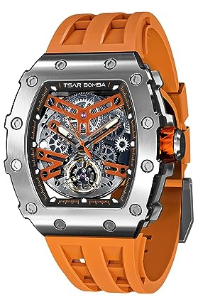 TSAR BOMBA Relojes para Hombre Relojes automáticos para Hombres 50 m Movimiento mecánico japonés a Prueba de Agua Caja de Acero Inoxidable Reloj de Cristal de Zafiro Regalo de Moda único para Hombres