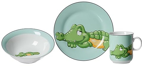 Flirt by R&B Kindergeschirr Happy Zoo Krokodil, grün, 3-teilig (1 Set)