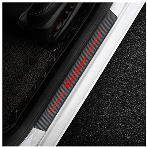 4 Piezas Umbral Puerta Decoración Estribos para Hyun-dai Tucson JM TL NX4 2021 2020 2019 2018-2005, Fibra de Carbon Coche Pegatina Protector Accesorios Impermeable Protección Deumbral Pedal
