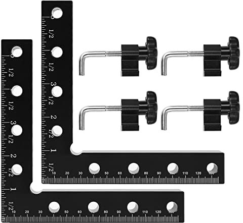 90 Grad Winkel Klemme,CEIEVER winkelspanner 90 grad 140 * 140mm Aluminiumlegierung Winkelklemmen mit 2 Quadraten 4 Klammern Rechtwinkliges Eckspannwinkel für Boxen Bilderrahmen Regalschränke,Schwarz