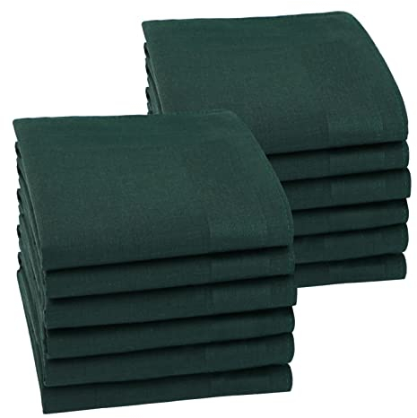 HOULIFE Herren Taschentücher - Stofftaschentücher Damen, Einfarbige Taschentücher Stoff aus Reiner 60S Baumwolle für Alltagsgebrauch Hochzeit, 40x40cm/16x16’’ (Dunkelgrün, 12 Stücke)