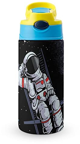Thermos Cup 500Ml Space Planet Insulated Water Bottle with Straw for Sports and Travel 19x6.8 cm