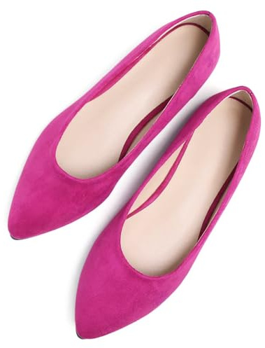 ChaiRong Zhou Women's Flats Fashion Pointed Toe Flats Comfortable Ballet Flats Solid Casual Slip On Flats,Dark Rose US 10.5