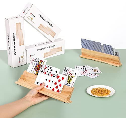 wefaner Spielkartenhalter für Spielkarten, 2 Stück Spielkartenständer aus Holz, Behält Stets den Überblick, Spielkartenständer Kartenhalte Für Senioren/Kinder