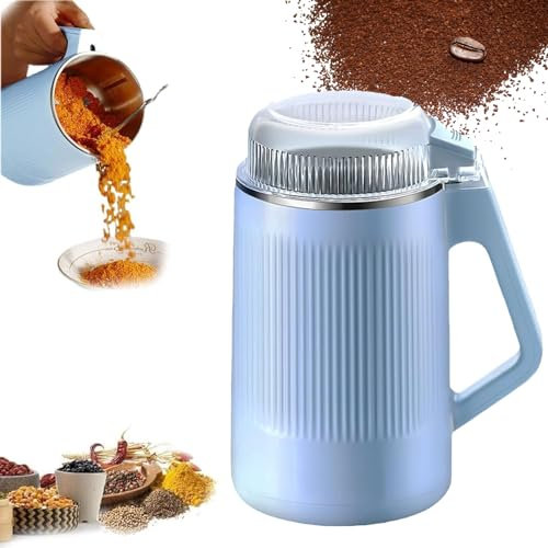 8 lames Moulin domestique, Moulin à café électrique, petit moulin à poudre domestique, Moulin à poivre super silencieux pour les grains de café, les herbes, les épices, les noix (bleu clair)