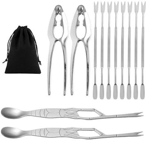 HDGSAFD Juego de 12 piezas, 1 bolsa de almacenamiento, tijeras de cangrejo de acero inoxidable, herramientas para comer mariscos, tijeras de carne de cangrejo