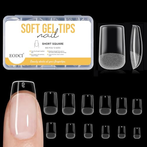 EODCI 600 PCS Faux Ongles Capsule Ongles Acrylique, 12 Tailles Capsules Ongles Gel Couverture Complète, Couverture Complète Clair Nails pour Les Filles Dames Manucures à Domicile Et Salons De Manucure