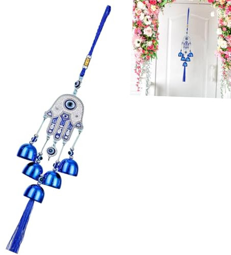 Carillons de Vent,Carillons Éoliens Bleu Mauvais Œil,Amulette De Pendentif Oeil du Diable Carillons Décoratifs d'Extérieur Ornements de Jardin pour Voiture,Maison,terrasse Bureau