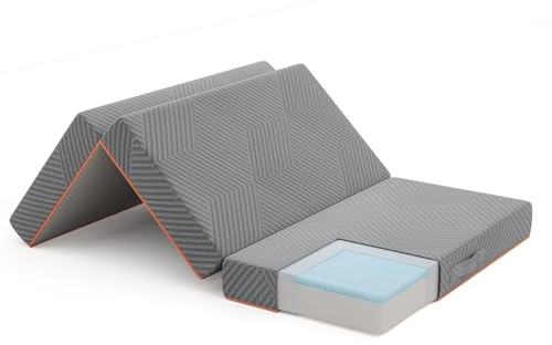 Vesgantti Colchón Plegable para Invitados, colchón Plegable de Espuma de Gel de 3 Piezas para Viajes, Camping, Suelo, Cama de Invitados, Funda Lavable, colchón Plegable, Certificado Öko-Tex