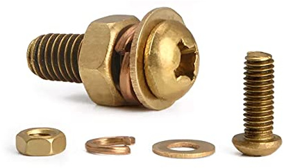 Cruz tornillos de cabeza redonda, Juego de 10 tornillos de cabeza plana en cruz de latón M6×45 mm con tuercas y arandelas Juego de tornillos de cabeza plana en cruz de latón con tuercas y arandelas(M5