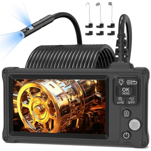 Endoscopique Double Objectif avec Lumière, Ennovor 1080P HD Camera Endoscopique Canalisation avec Écran IPS 5, 33FT/10M Flexible Snake Camera,Gadget Cool pour Inspection de Plomberie/Maison