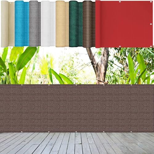 Pantalla de Balcón 110 x 800 cm 220G/M² Densidad HDPE UV Protección Transpirable, Fácil Instalación Pantalla HDPE para Balcón para Jardín, Vayas O Piscina, Marrón