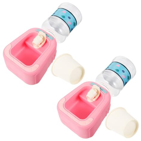 SUPVOX 2pcs Mini Simulation Water Dispenser for Doll House Decor Cute Pink Miniature Water Fountain Accessory Fun Role Play for Develop Life Skills