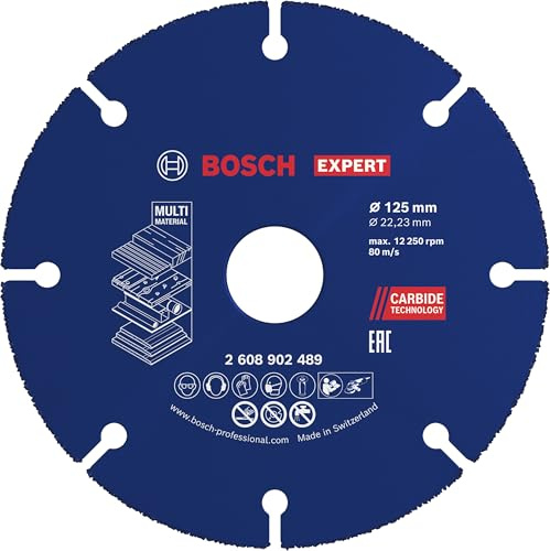 Bosch 1x Mola da taglio EXPERT Carbide Multi Wheel (per Legno duro, Legno con chiodi, Ø 125 mm, Professional Accessorio Smerigliatrice angolare piccola)
