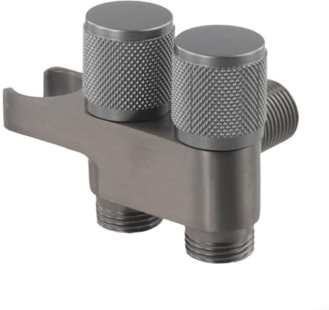 Besttoolifes Válvula de ángulo de aleación de zinc G1/2 válvula de doble salida para cabezal de ducha, inodoro y lavabo, construcción duradera de aleación de zinc (gris)