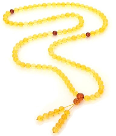 Baltisk bärnsten mala, handgjorda, 108 pärlor, naturlig bärnsten, meditationshalsband för yoga och fokus