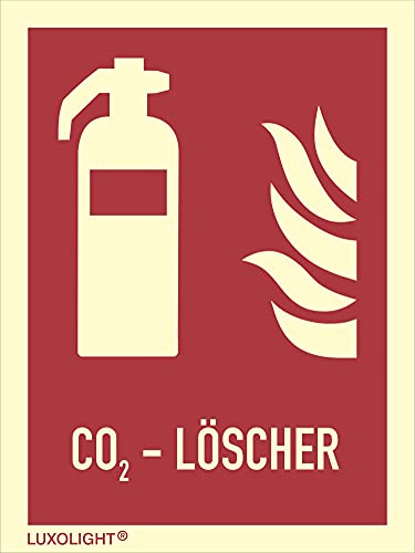 Stell 46.2607 Brandschutzzeichen Schild Feuerlöscher F001 CO2 -Löscher PVC 150x200mm langnachleuchtend ,