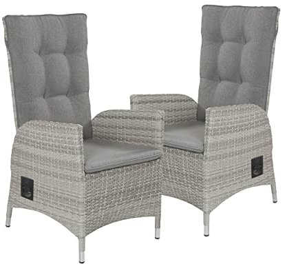 LC Garden Roma 2er Set Positionsstuhl Gartenstuhl Natur Polyrattan inkl. Auflage