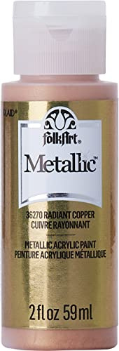 FolkArt Metallic Acrylic Craft Paint, Radiant Copper 2 fl oz Premium Metallic Finish Paint, Perfect For Easy To Apply DIY Arts And Crafts, 36270