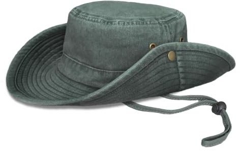 TOSKATOK UPF 50 Unisex safari outback australisk buskhatt med brett brätte, avtagbar hakrem, tryckknappar på sidan och ventilationsspår, av bomull