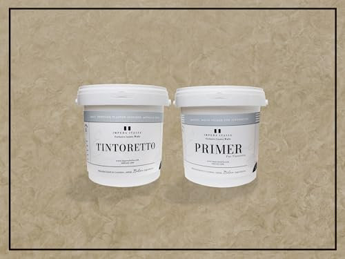 Impera Italia Tintoretto - Matt, Venetian Plaster Effect, Wall Paint Bundle. Includes 2kg of Paint and 1L of Primer - Covers 6-8SQM - In Colour OGLIO.