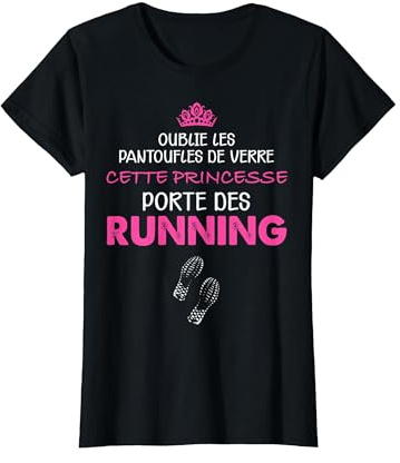 Femme Course A Pied Princesse Running Cadeau Humour T-Shirt, Femme, Noir, M