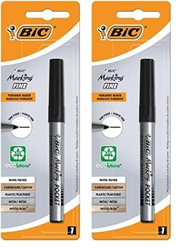 BIC Marking Fine ECOlutions - Pennarello permanente a punta conica fine, nero, confezione da 2