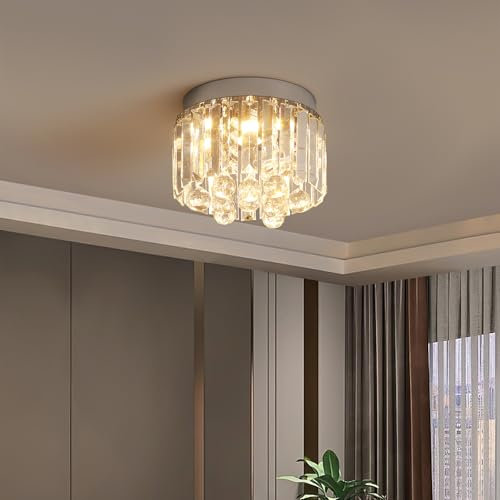 Vinilky Modernes Kristall Kronleuchter LED Deckenleuchte, Flush mount Leuchte Deckenleuchte für Wohnzimmer Esszimmer Schlafzimmer Küche Flur Veranda