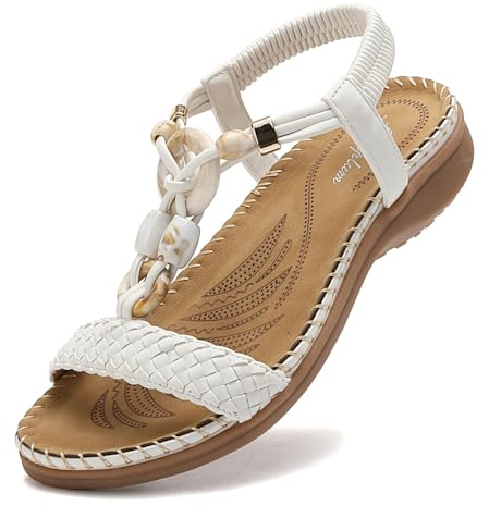 Littleplum Sandales Femmes Mode Sandales de Plage Chaussures de Marche, Blanc, 39 EU