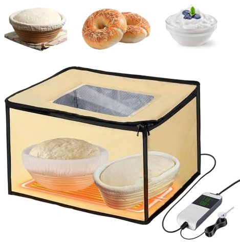 HEAXIY Machine à Pain avec Chauffage, Boîte de Levée de Pâte avec Minuterie et Contrôle de La Température, Accessoires de Fabrication du Pain, Kit de Démarrage Au Levain pour Pain, Pizza