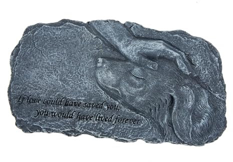 POPETPOP Estatua Conmemorativa para Mascotas Lápida De Resina Figura De Piedra Decoración De Jardín a Perros y Gatos Resistente Al Agua Escultura