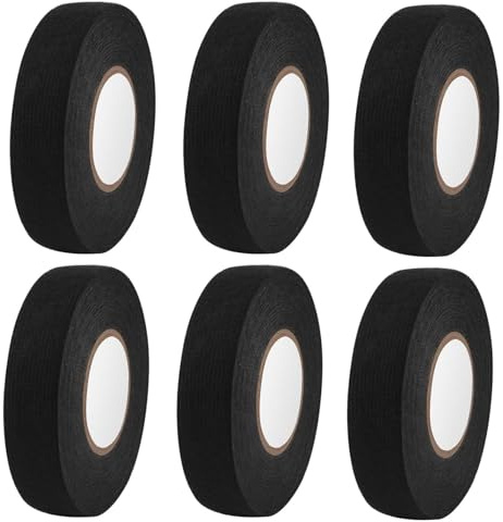 KYRYD 6 pezzi nastro isolante e nastro di cablaggio, 2 misure (19 mm x 15 m, 15 mm x 15 m), nastro adesivo in tessuto per auto, moto e uso domestico, resistente al calore e forte