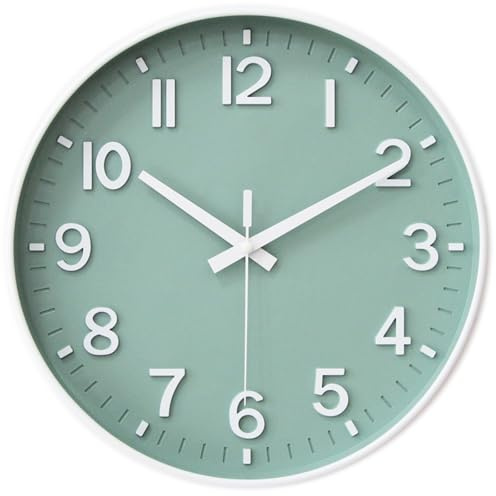 HZDHCLH 20cm Lautlos Wanduhr ohne Ticken Schleichende Sekunde mit Arabisch Ziffer für Büro, Klassenzimmer, Zuhause, Wohnzimmer, Schlafzimmer(Grün,20CM)
