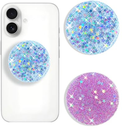 MOPZIJA 2Pcs Soporte de anillo de agarre para teléfono móvil, agarre movil, rotación de 360°, agarre seguro, comodidad diaria para smartphones y tabletas, plegable y retráctil