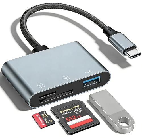La Brodée USB C till SD-kortläsare, 3-i-1 typ C SD-kortadapter, aluminium minneskortläsare för iPhone 17/16, MacBook Pro/Air, iPad Pro, Android, Galaxy S24, stöder TF/UHS-I/SDXC/SDHC/MMC/RS-MMC