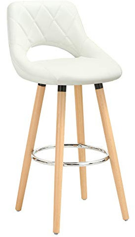 WOLTU Barhocker, Barstuhl Küchenhocker Thekenhocker, Hocker mit Rückenlehne Fußstütze, aus Holz Kunstleder, für Bar Küche Theke Restaurant Café, Weiß, BH111ws-1