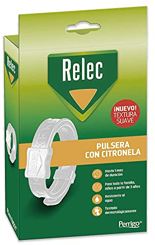 Relec Pulsera Blanca antimosquitos con citronela para toda la familia,a partir de 3 años
