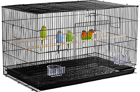 Yaheetech 30‘’ Flight Bird Cage Stackable Design for Small and Medium Birds with Slide Out Tray and Bottom Grate Budgies Cockatiels Lovebirds Canaries Parakeet Cage
