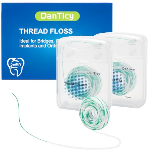 840D Fluffy Floss Threaders, Deep Clean filo interdentale per parentesi graffe, ponti e impianti, Super Floss Pre-Cut Strands e aroma menta, 100 fili (2)