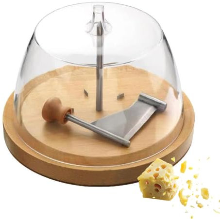 QUTBAG Käsereibe aus Holz, handgehaltene Rotationsreibe, Scheibenkäsehobel mit Edelstahlklinge, multifunktionales Küchenwerkzeug für Schokoladenkäse