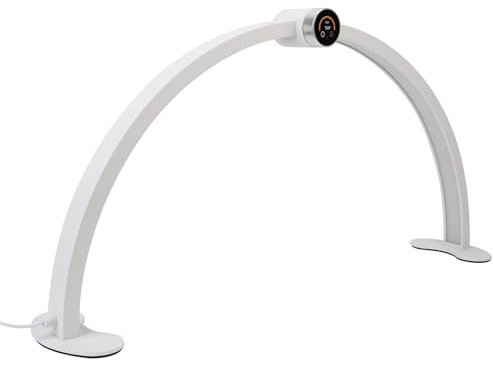 Lampada da scrivania a mezzaluna, 27 pollici, 40 W, da 3000 a 6000 K, luce per unghie a mezzaluna dimmerabile, con indicatore di orologio a LED per la cura delle ciglia, spina EU da 100 a 240 V