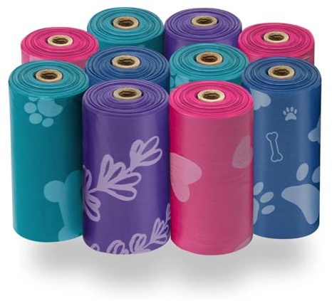 Hundekotbeutel (150 Stück) by Best Pet Supplies - Dicker Kunststoff, Assortierte Farben, size 33x23 cm - leicht zu transportieren