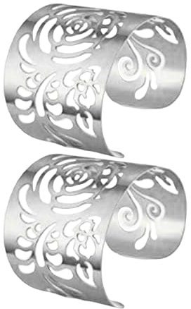 SHINROAD Bracelet Manchette Large 2 pièces, Ouverture réglable, Style rétro, Bras en métal Poli ajouré pour Performance de Cosplay Argent B