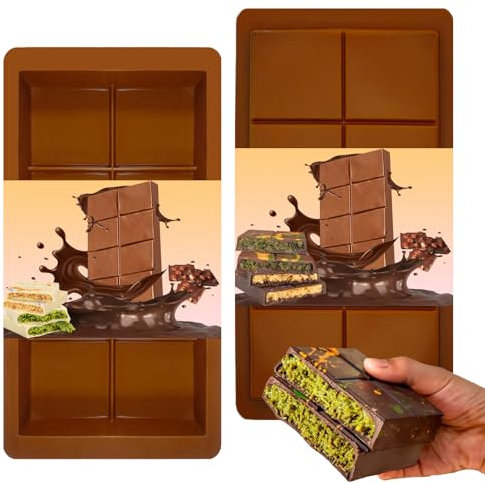 AOMAIGAD 2 Pezzi Stampo Per Cioccolato, Stampi per cioccolato, Stampi per Cioccolatini, Stampi in silicone per cioccolato, Stampi Cioccolatini per Barrette di Cioccolato, Caramelle, Gelatine