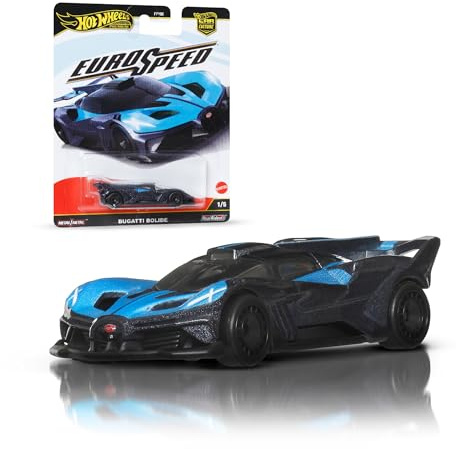 Hot Wheels Bugatti Bolide Voiture Premium Car Culture à Collectionner, modèle en métal à l’échelle 1/64, véhicule Eurospeed avec pneus Real Riders, JBK79