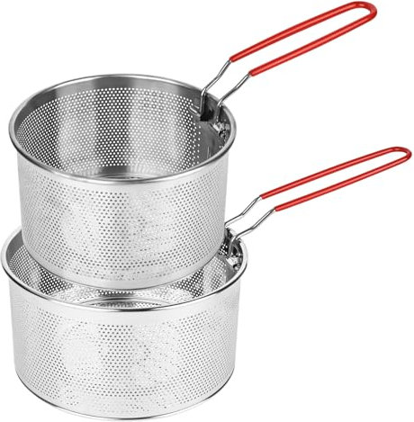 Rzspher Lot de 2 passoires à pâtes en acier inoxydable avec poignée amovible - Passoire à pâtes en métal - Panier à friteuse - Passoire de cuisine en acier inoxydable pour laver, égoutter, frire